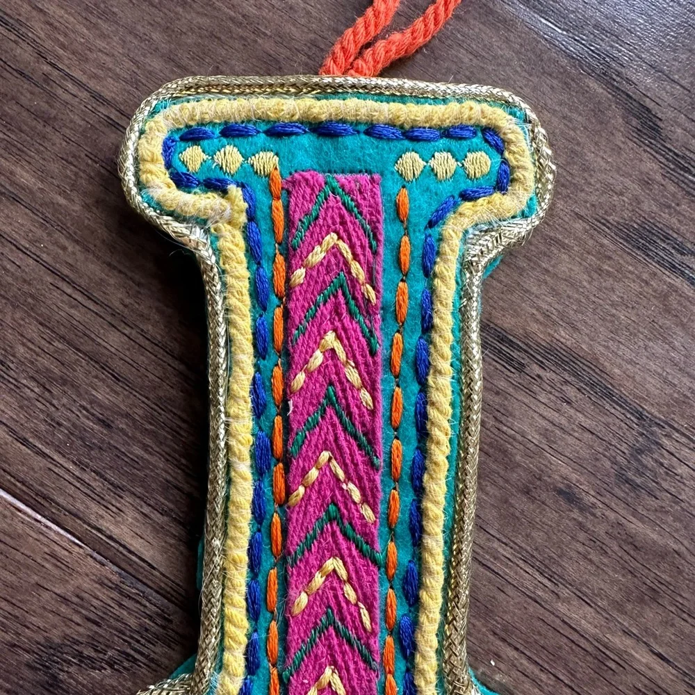 🎄Modelli Felt Letter “I” Ornament/Gift Topper—Colorful Boho Textile Art